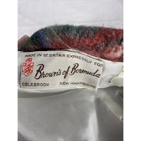 Browns of Bermuda‎ Wool Mohair Red Blue Tartan Plaid Cap Hat Made in Scottland